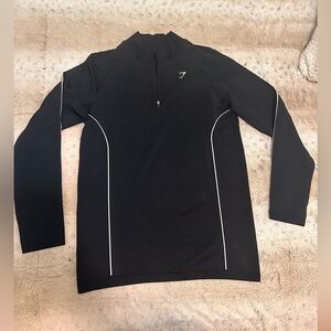 Gymshark Black Half-Zip Top with White Logo